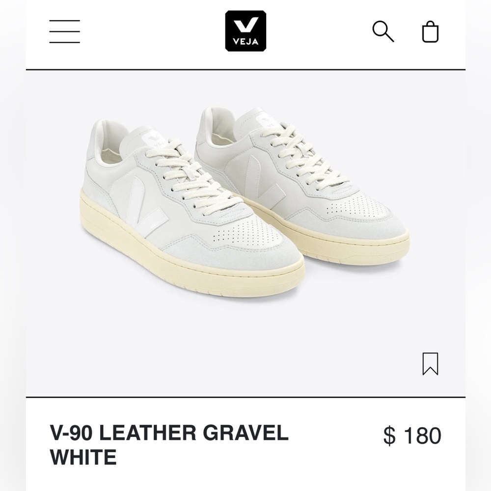 Veja V-90 LEATHER GRAVEL WHITE sneakers